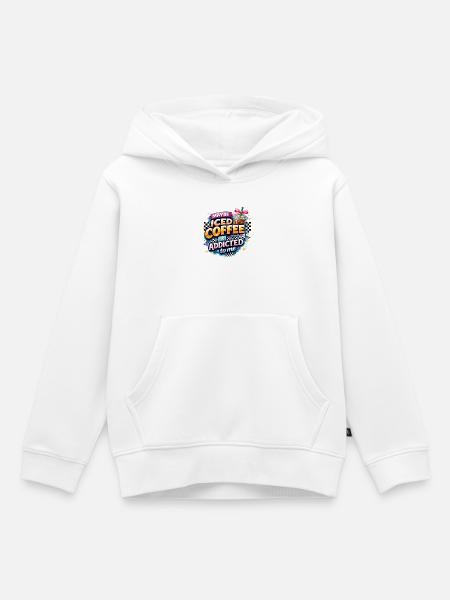 Iced Coffee Addicted Spruch Kaffeetrinker Kaffee - Kinder Premium Organic Hoodie - Weiß