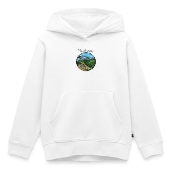 Le voyage est la récompense - Sweat Premium à capuche enfant bio - blanc - Devant - AI Model Kid Female (0cm)