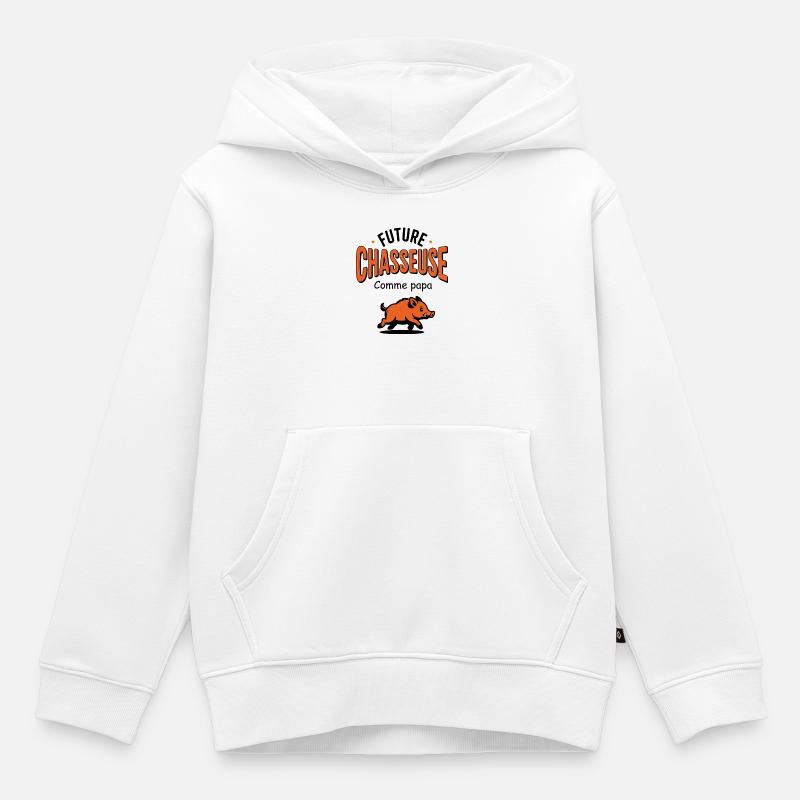future_chasseuse_comme_papa - Sweat Premium à capuche enfant bio - blanc