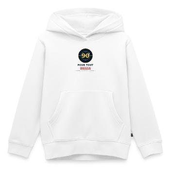 90 Pour Tout Donner - Sweat Premium à capuche enfant bio - blanc - Devant - AI Model Kid Female (0cm)