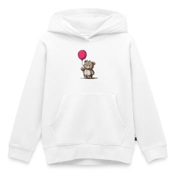 Adorable ours en peluche avec un ballon rose - Sweat Premium à capuche enfant bio - blanc - Devant - AI Model Kid Female (0cm)