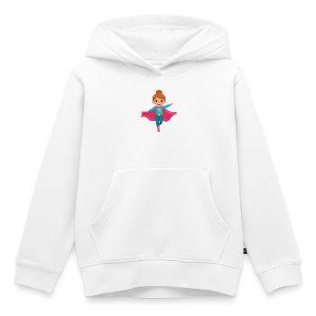 Super-héroïne volante de dessin animé avec une cape violette - Sweat Premium à capuche enfant bio - blanc - Devant - AI Model Kid Female (0cm)