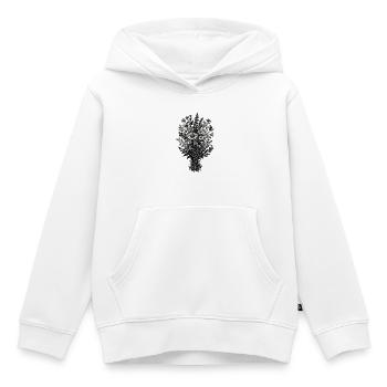 Botanique de linogravure vintage des fleurs sauvages - Sweat Premium à capuche enfant bio - blanc - Devant - AI Model Kid Female (0cm)