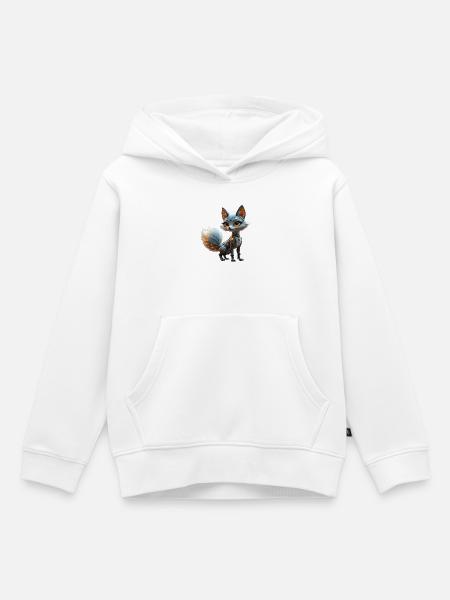 Cyber Blue Fox - Kinder Premium Organic Hoodie - Weiß