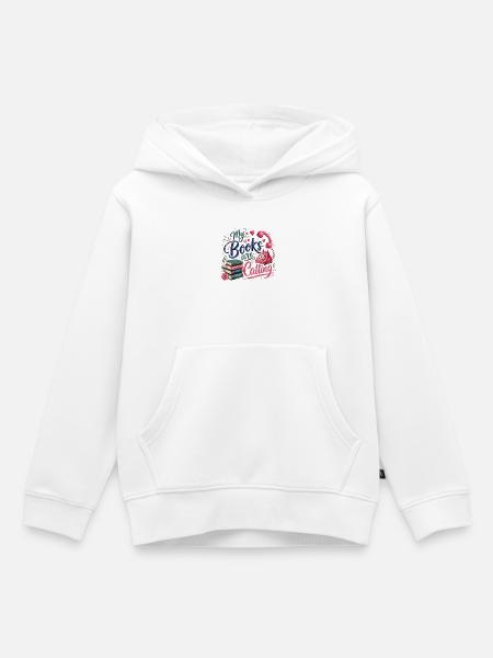 Meine Bücher rufen - Kinder Premium Organic Hoodie - Weiß