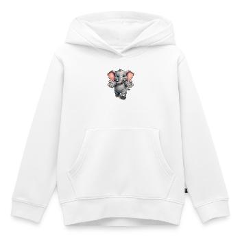 Éléphant amical - Sweat Premium à capuche enfant bio - blanc - Devant - AI Model Kid Female (0cm)