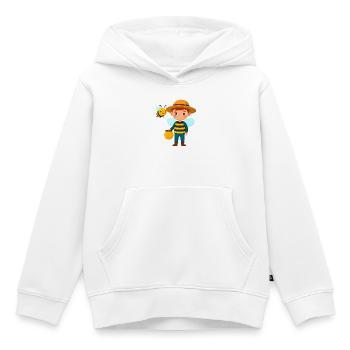 Garçon comique en apiculteur avec abeille et miel – motif - Sweat Premium à capuche enfant bio - blanc - Devant - AI Model Kid Female (0cm)