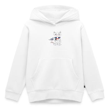 Katze und Möwe - Kinder Premium Organic Hoodie - Weiß - Vorne - AI Model Kid Female (0cm)