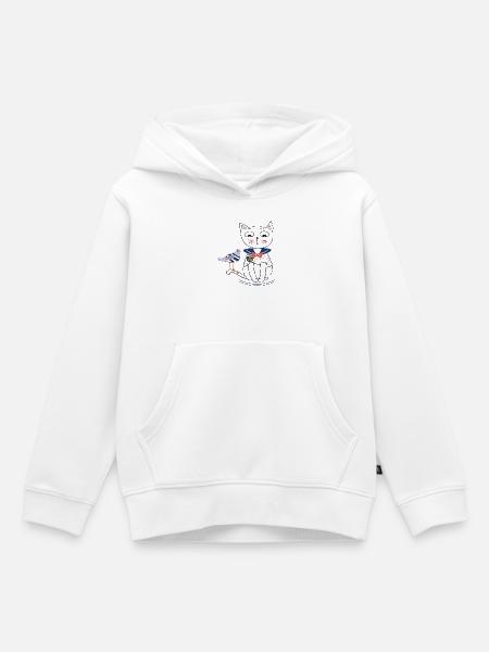 Katze und Möwe - Kinder Premium Organic Hoodie - Weiß