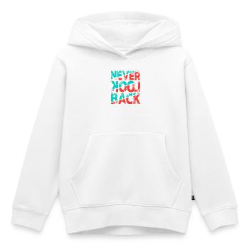 Never Look Back – Retro Typografie Statement Desig - Kinder Premium Organic Hoodie - Weiß - Vorne - AI Model Kid Female (0cm)