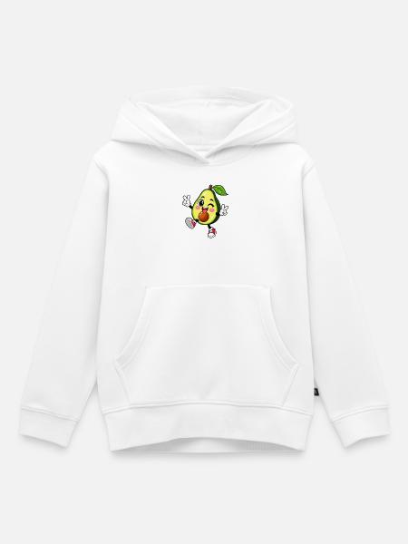 Avocado-Groove: Zwinkerndes Fruchtfröhchen - Kinder Premium Organic Hoodie - Weiß