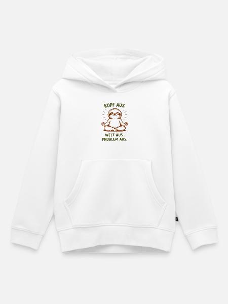 Langsamer Faultier Meditationsdesign - Kinder Premium Organic Hoodie - Weiß