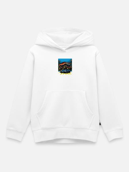 Monstertruck-Show unter Arena-Lichtern - Kinder Premium Organic Hoodie - Weiß
