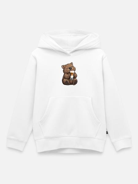 Wombat mit Latte Macchiato - Kinder Premium Organic Hoodie - Weiß