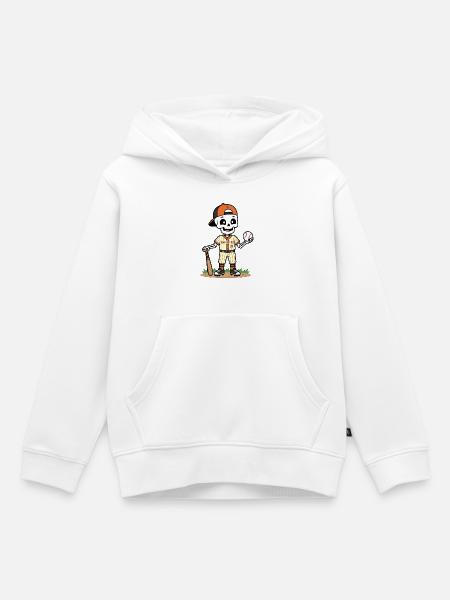 Niedlicher Skelett-Baseballspieler Spooky Halloween - Kinder Premium Organic Hoodie - Weiß