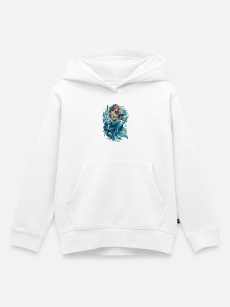 Meerjungfrau im Lesezauber: Bücherwurm - Kinder Premium Organic Hoodie - Weiß