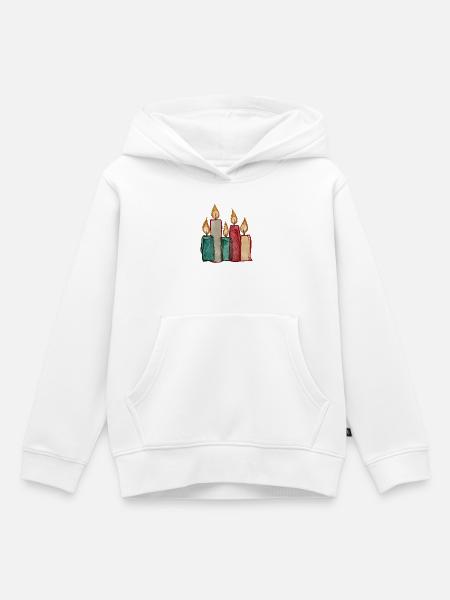 Candle Quartet Aquarell Glow - Kinder Premium Organic Hoodie - Weiß