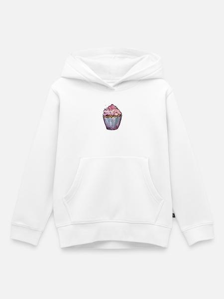 Rosa Aquarell Cupcake - Kinder Premium Organic Hoodie - Weiß