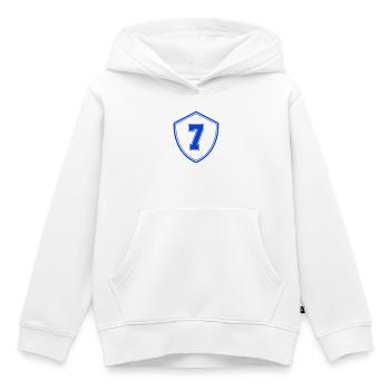 Blaues Sieben Shield Emblem - Kinder Premium Organic Hoodie - Weiß - Vorne - AI Model Kid Female (0cm)