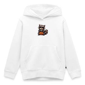 Skelett-Raccoon mit Kürbis - Kinder Premium Organic Hoodie - Weiß - Vorne - AI Model Kid Female (0cm)