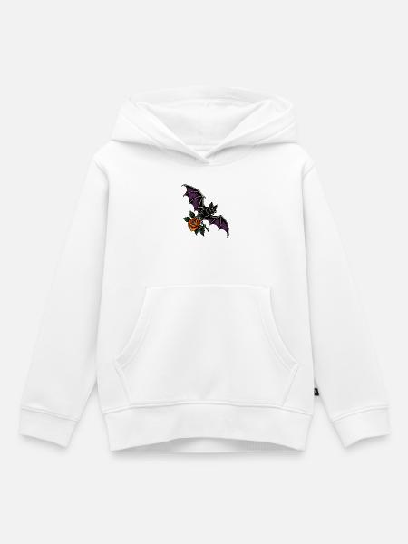 Fledermaus mit Rose – Tattoo - Kinder Premium Organic Hoodie - Weiß