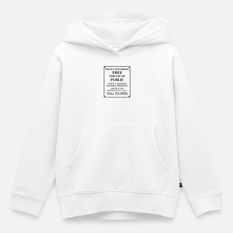 texte de la zone de police - Sweat Premium à capuche enfant bio - blanc