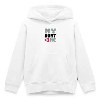 My aunt loves me - Ma tante m'aime - Sweat Premium à capuche enfant bio - blanc - Devant - AI Model Kid Female (0cm)
