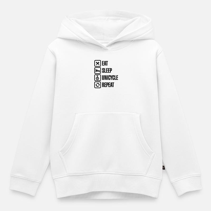 Manger sommeil monocycle répéter monocycle clown de cirque - Sweat Premium à capuche enfant bio - blanc
