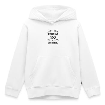 adolescent / enfant / ado / adolescente - Sweat Premium à capuche enfant bio - blanc - Devant - AI Model Kid Female (0cm)