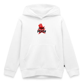 Stoppen Sie das Mobbing von Hand und Kreuzlogo Niederländischer Text - Kinder Premium Organic Hoodie - Weiß - Vorne - AI Model Kid Female (0cm)
