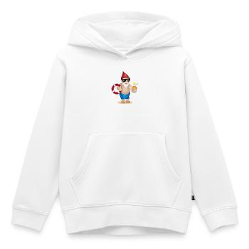 Garden gnome with swimming trunks, life ring and drink - Kids Premium Organic Hoodie - white - Front - AI Model Kid Female (0cm)