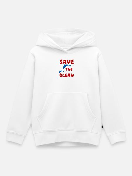 save the ocean, Delfine - Kinder Premium Organic Hoodie - Weiß