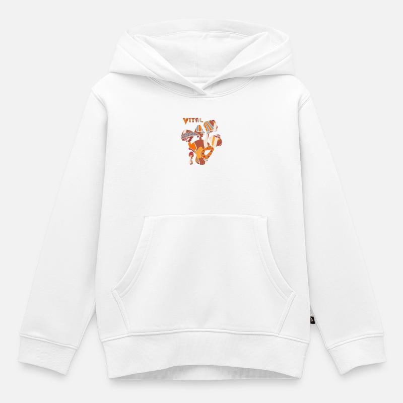 Champignons médicinaux, champignons dans les tons de terre - Sweat Premium à capuche enfant bio - blanc