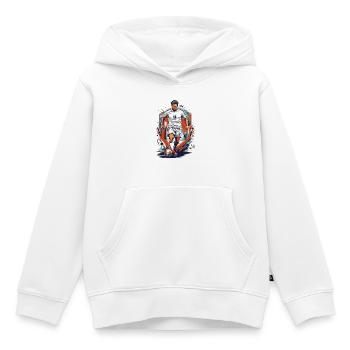 Match de football numéro 12 - Sweat Premium à capuche enfant bio - blanc - Devant - AI Model Kid Female (0cm)