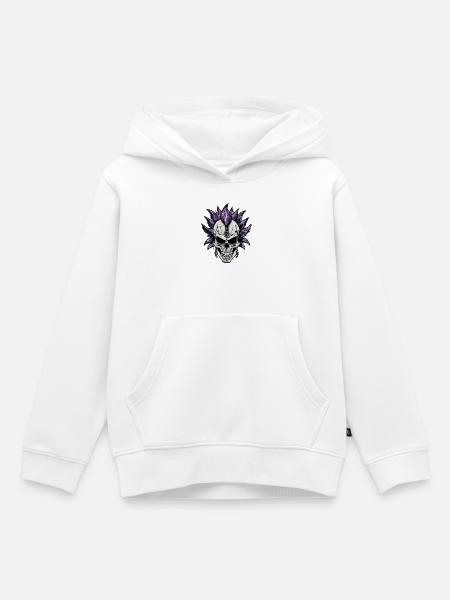 Punk Skull – Purple Mohawk - Kinder Premium Organic Hoodie - Weiß