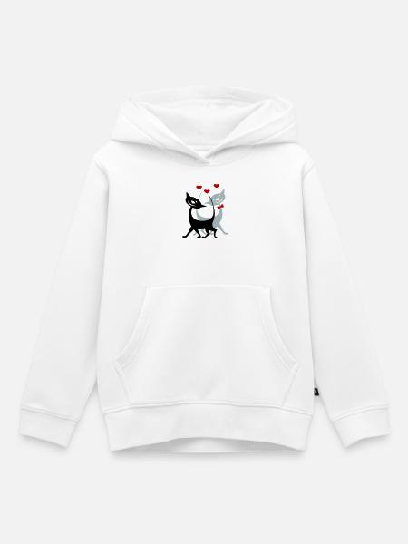 verliebte Katzen - Kinder Premium Organic Hoodie - Weiß