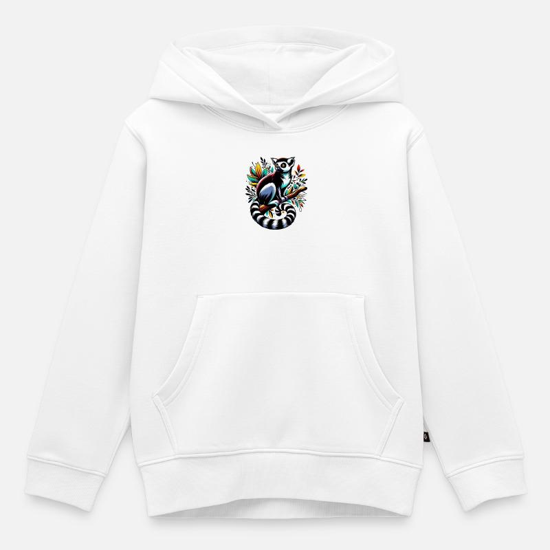 Lemur - Kinder Premium Organic Hoodie - Weiß