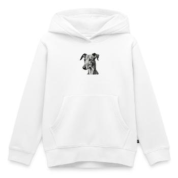 Grauer Windhund Porträt Zeichnung - Kinder Premium Organic Hoodie - Weiß - Vorne - AI Model Kid Female (0cm)