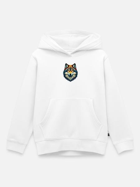 Wolf - Kinder Premium Organic Hoodie - Weiß
