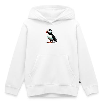 Macareux - Sweat Premium à capuche enfant bio - blanc - Devant - AI Model Kid Female (0cm)