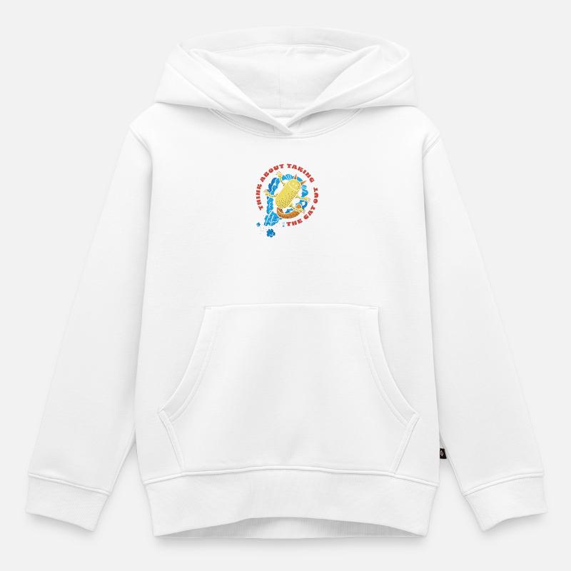 Cat Out - Sweat Premium à capuche enfant bio - blanc
