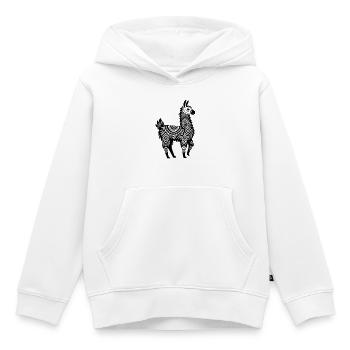 Lama tribal - Sweat Premium à capuche enfant bio - blanc - Devant - AI Model Kid Female (0cm)