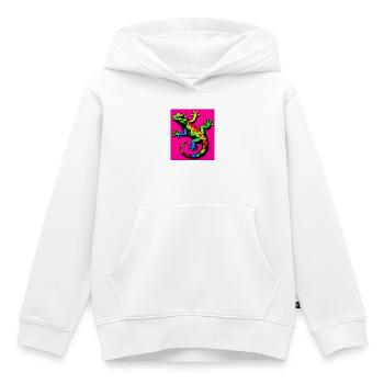 Gecko - Sweat Premium à capuche enfant bio - blanc - Devant - AI Model Kid Female (0cm)