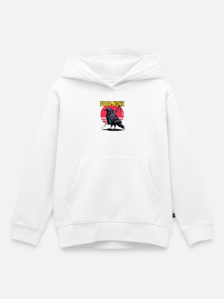 Samurai Raven Fear None Design - Kinder Premium Organic Hoodie - Weiß