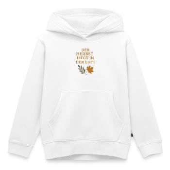 Poème d’automne avec motif de feuillage - Sweat Premium à capuche enfant bio - blanc - Devant - AI Model Kid Female (0cm)