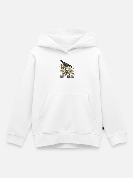 Eleganter blau-schwarzer Singvogel Vogel Nerd - Kinder Premium Organic Hoodie - Weiß