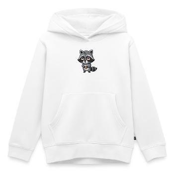 Raccoon Energy Powerless Morning Grouch Caffeine - Kids Premium Organic Hoodie - white - Front - AI Model Kid Female (0cm)