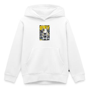 Bull Terrier – Chien des rues urbain dans le style BD - Sweat Premium à capuche enfant bio - blanc - Devant - AI Model Kid Female (0cm)