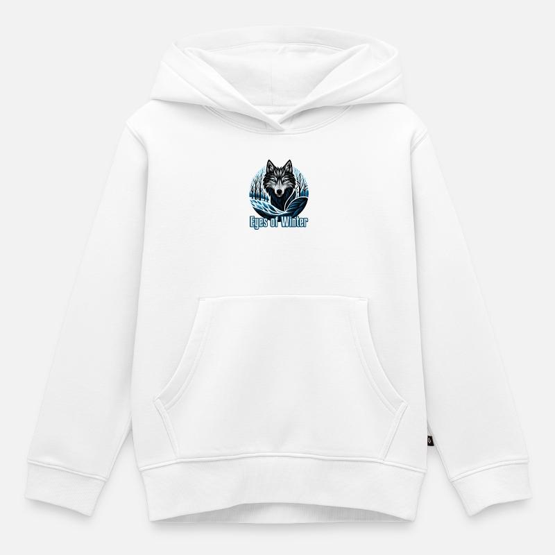 Yeux de l’Hiver - Sweat Premium à capuche enfant bio - blanc