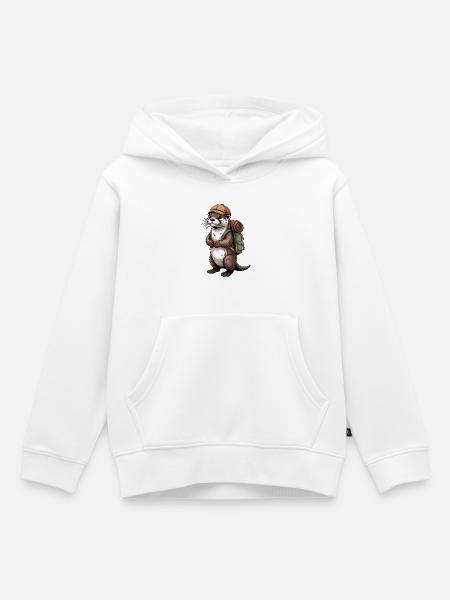 Otter Wanderer mit Rucksack - Kinder Premium Organic Hoodie - Weiß